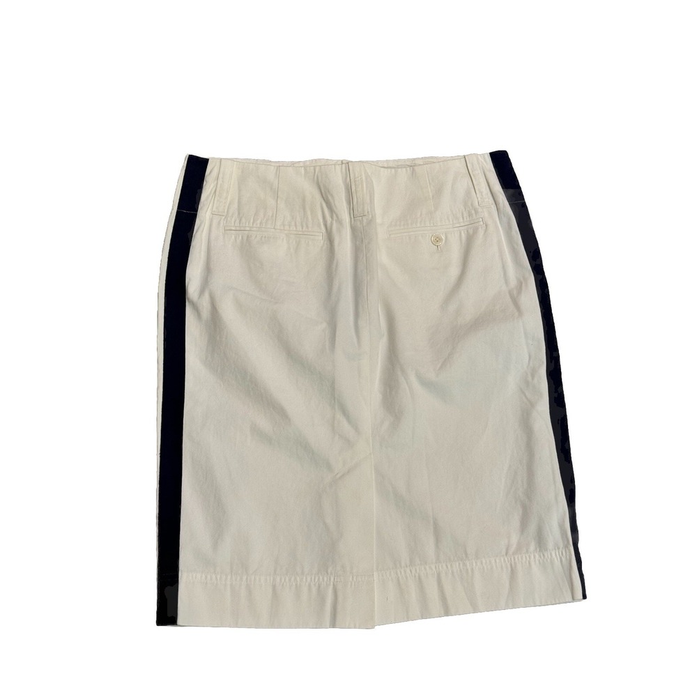 NWT $298 Ralph Lauren White Knee Length Cotton  Pencil Skirt Size 10 Navy Stripe